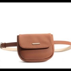 Vince Camuto pebble grain skinny belt bag brown